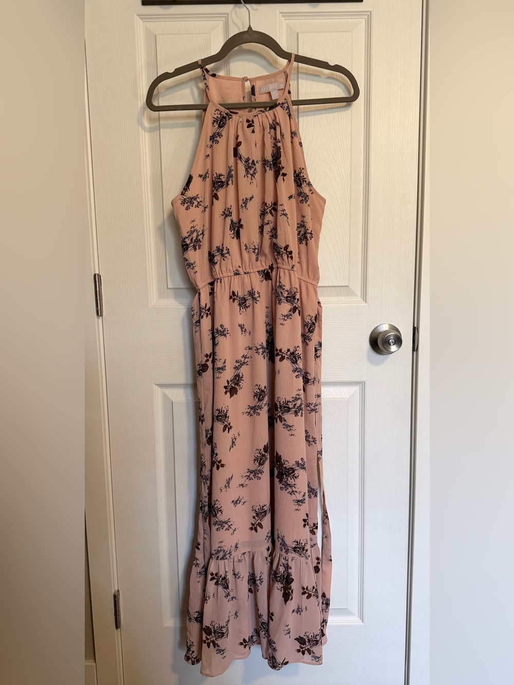 Chelsea 28 Blush Feminine Soft Floral Halter Maxi Dress Boho Romantic Size S - Picture 2 of 7